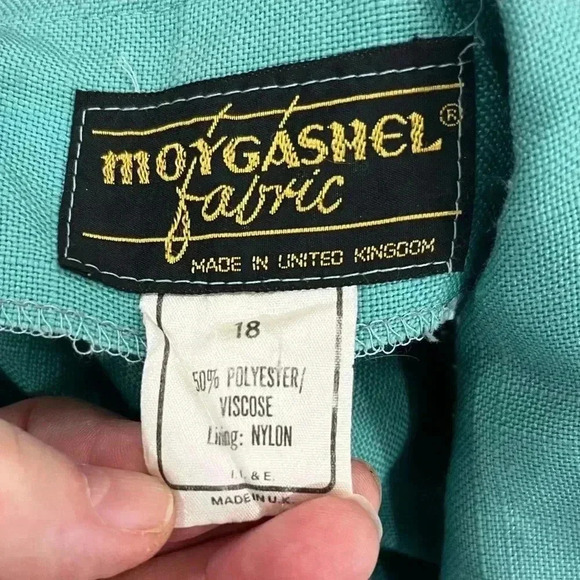 Vintage sea foam green Moycashel Linen Mid Century fit n flare dress-XL - Picture 7 of 7